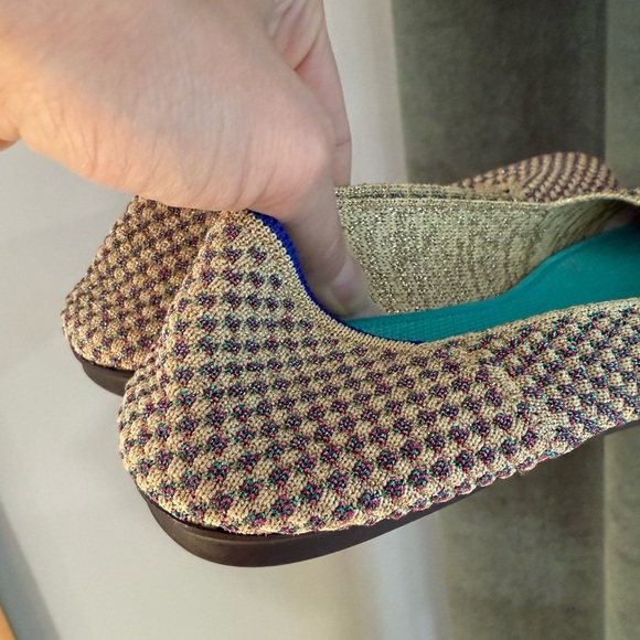 Rothy's Metallic Jewel Box Round Toe Ballet Flat - Tan/Pink/Teal - Size 7 *Rare* - Picture 8 of 9